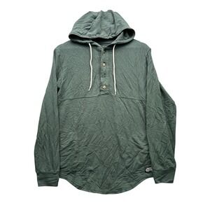 Muttonhead Henley Hoodie Unisex Small Green Long Sleeve Bamboo Cotton Fleece